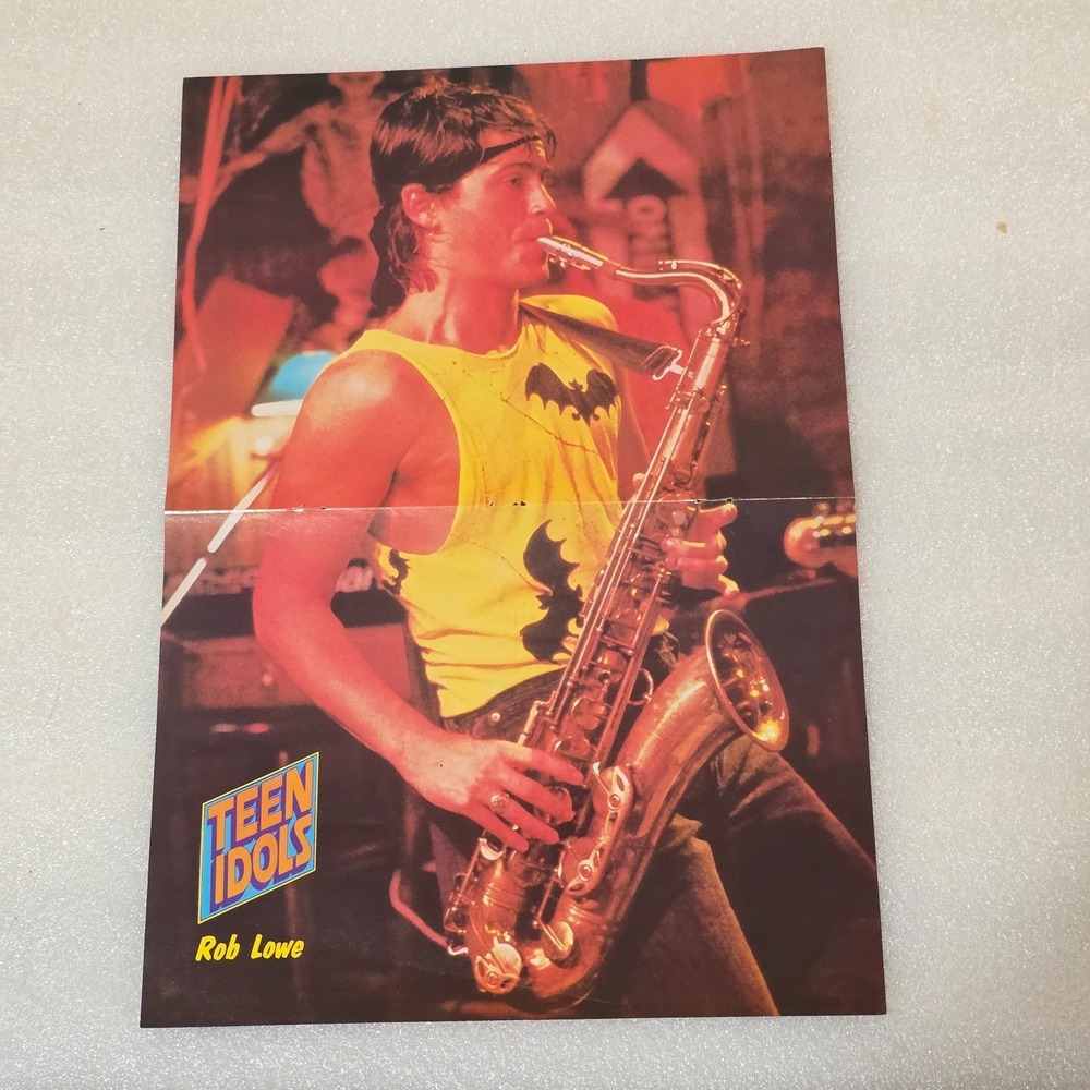 Rob Lowe tank top saxophone color vintage poster centerfold 16x10 1980s